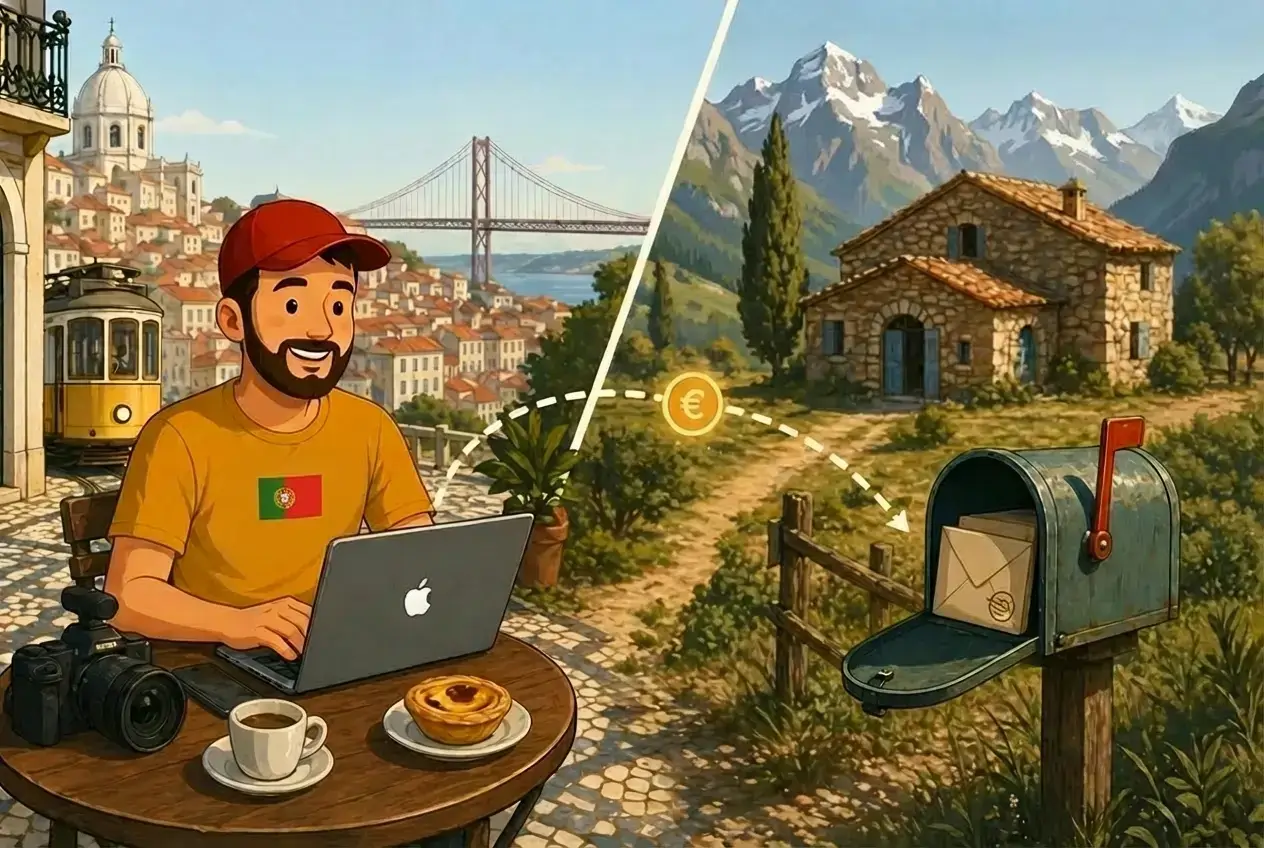 Illustration of remote work from Portugal with income linked to a foreign company registration