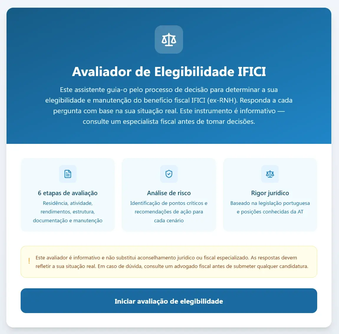 Preview of the interactive IFICI eligibility simulator